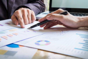 spreadsheets being examined