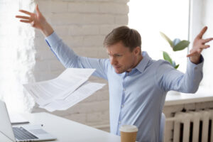 Stressed Businessman Receiving Loan Charge Demand